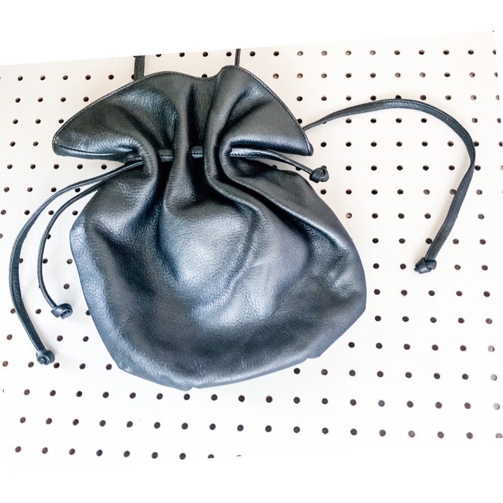 Leather grey Bucket bag large leather, dark silver